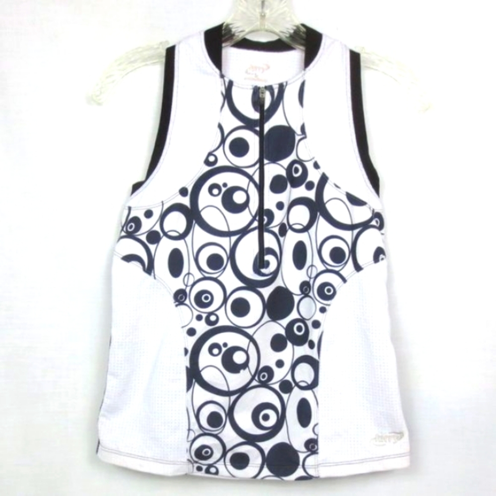 TERRY Top White Black Geo Print Breakaway Mesh Sleeveless Cycling Jersey Size XS